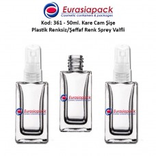 Plastik Spreyli Cam Parfüm Şişesi Kod: 361 - 50ml. 