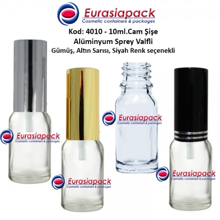 Alüminyum Spreyli Cam Parfüm Şişesi Kod: 4010 - 10ml.