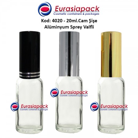 Alüminyum Spreyli Cam Parfüm Şişesi Kod: 4020 - 20ml.
