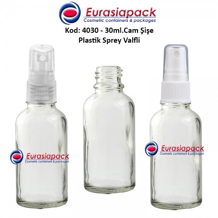 Plastik Spreyli Cam Parfüm Şişesi Kod: 4030 - 30ml.