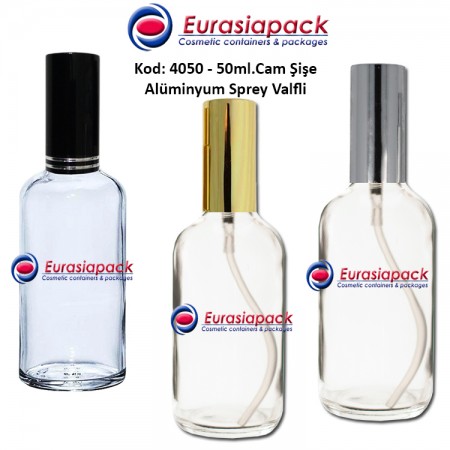 Alüminyum Spreyli Cam Parfüm Şişesi Kod: 4050 - 50ml.